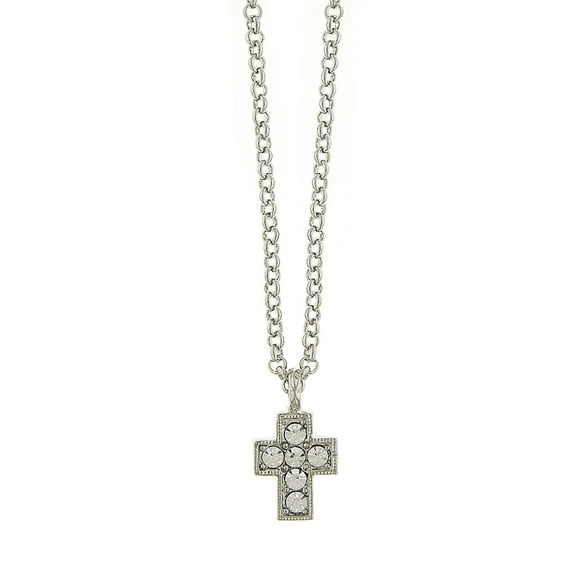 1928 Jewelry Crystal Cross Pendant Necklace For Women 16" + 3" Extender