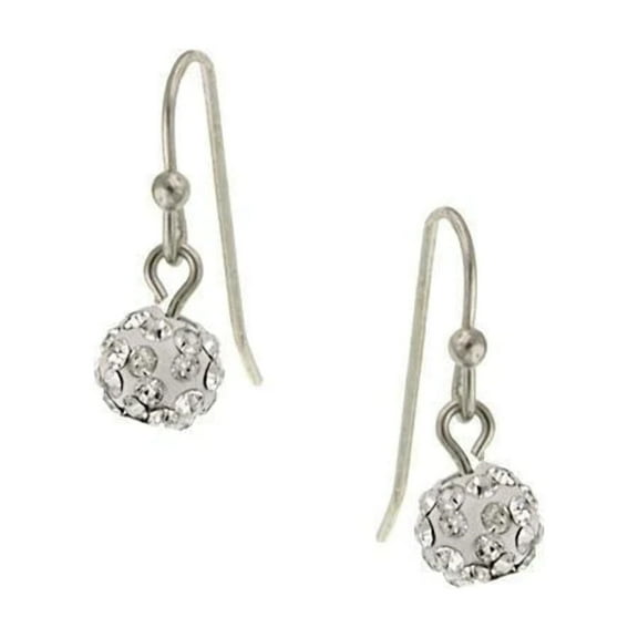 1928 Jewelry Women's Minimalist Fireball Pave Clear Crystal Drop Earrings