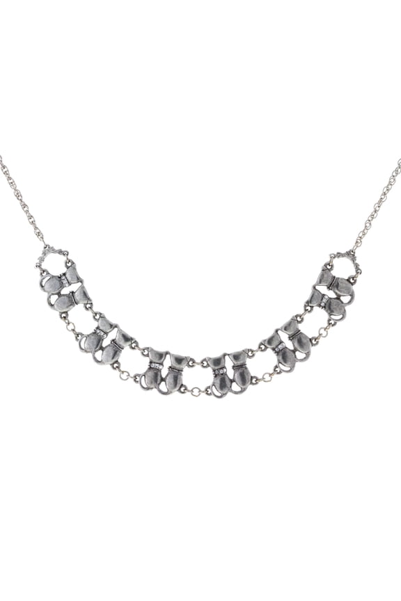 1928 Jewelry Crystal Multi Double Cat Double Chain Necklace For Women 16" + 3" Extender