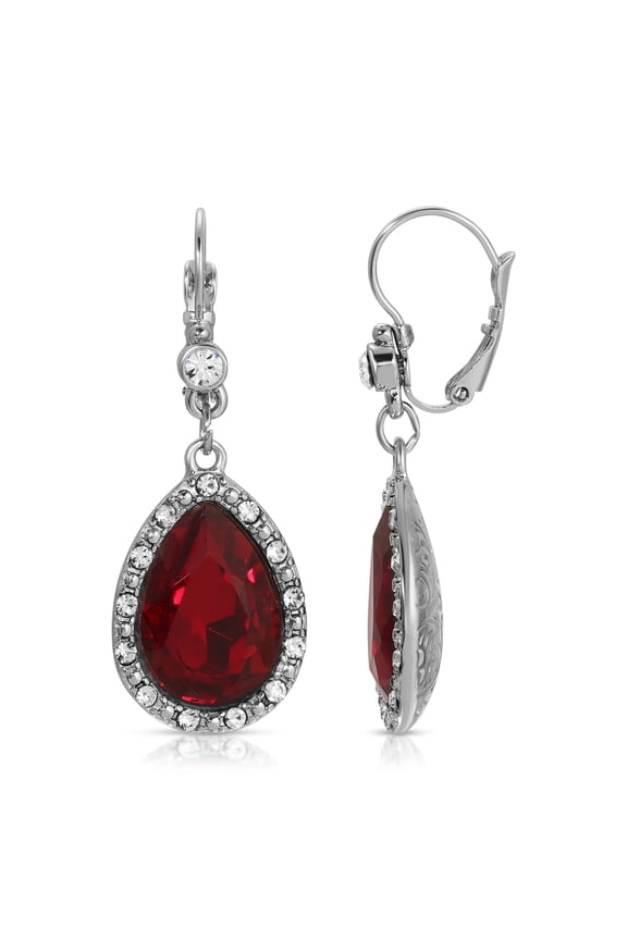 1928 Jewelry Crystal Teardrop Siam Red Crystal Drop Earrings