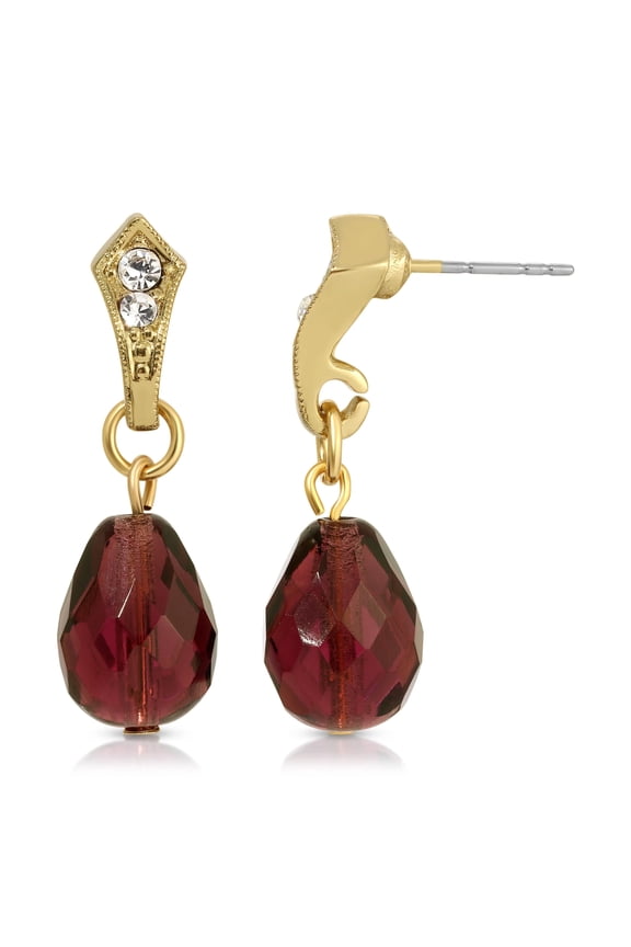 1928 Jewelry Dark Amethyst Post Drop Earrings