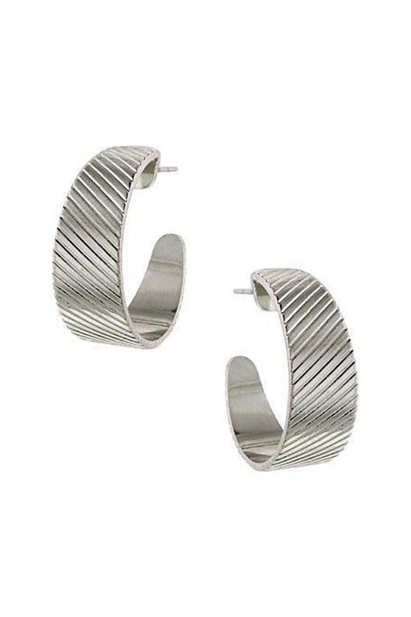 1928 Jewelry Diagonal Patterned Hoop Earrings