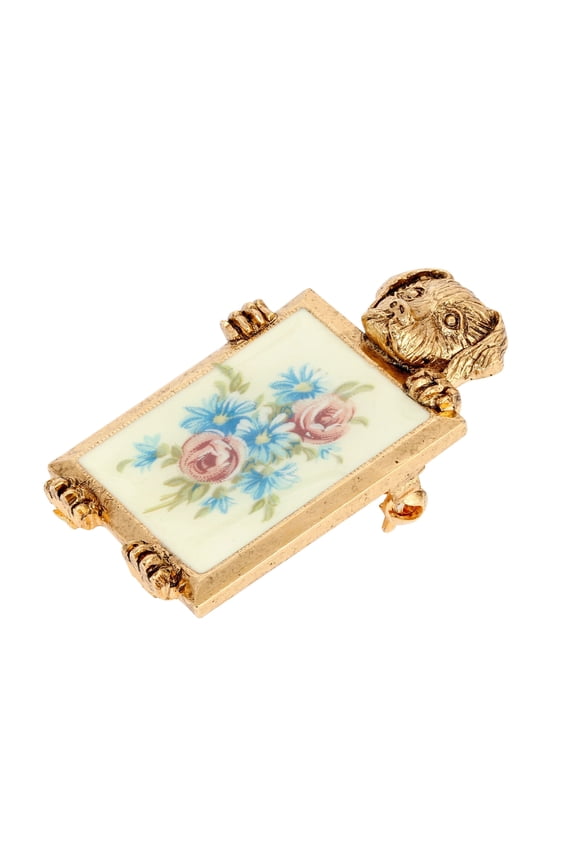 1928 Jewelry Dog Multicolor Floral Decal Pin