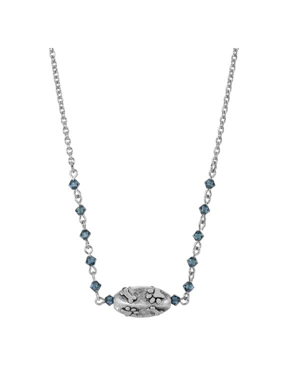 1928 Jewelry Dog Paw And Bone Blue Bead Pendant Necklace For Women 16" + 3" Extender
