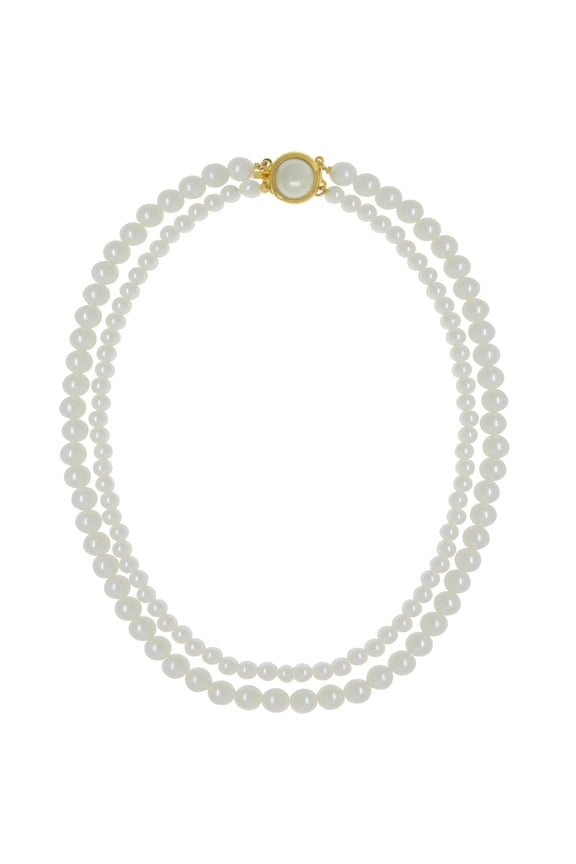 1928 Jewelry Double Faux 6mm Pearl Strand Necklace 16