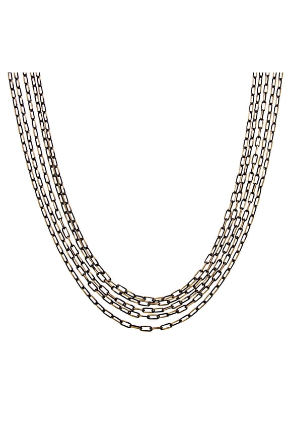 1928 Jewelry Eclipse Black And Gold 5-Strand Multi Chain Necklace For Women 16" + 3" Extender