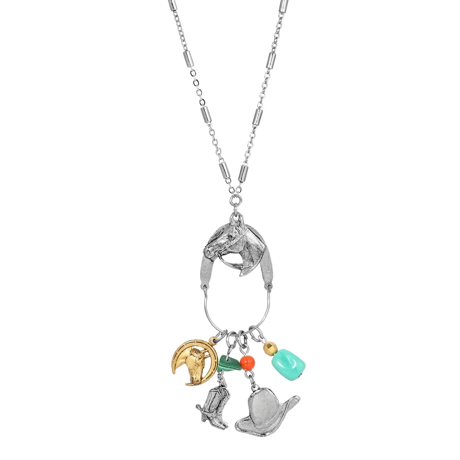 1928 Jewelry Equestrian Charms Horse Head Pendant Necklace 28