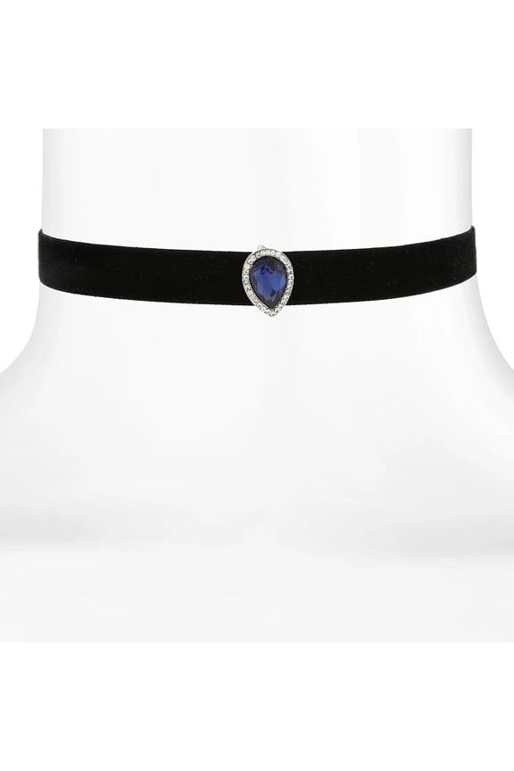 1928 Jewelry Faceted Teardrop Montana Blue Stone Choker 11 + 5 Extender