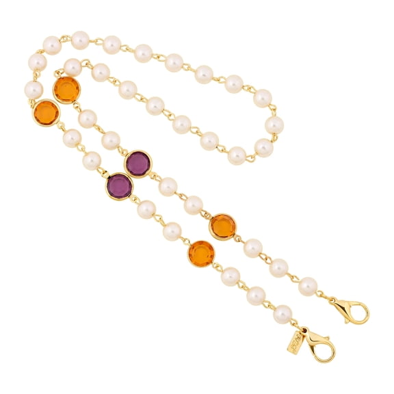 1928 Jewelry Faux Pearl Round Swarovski Elements Face Mask Chain Holder 22 Inch