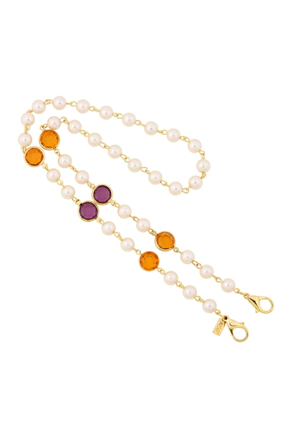 1928 Jewelry Faux Pearl Round Swarovski Elements Face Mask Chain Holder 22 Inch