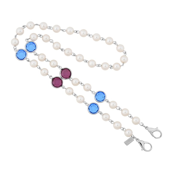 1928 Jewelry Faux Pearl Round Swarovski Elements Face Mask Chain Holder 22 Inch