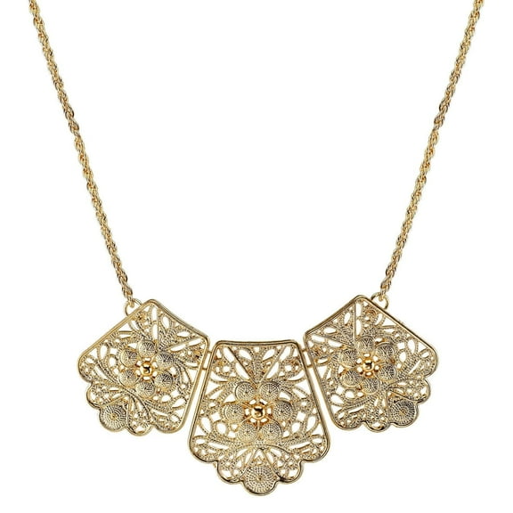 1928 Jewelry Filigree Bib Necklace For Women 16" + 3" Extender