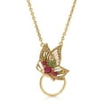 thumbnail image 1 of 1928 Jewelry Floral Enamel Butterfly Badge And Eyeglass Holder Necklace 28", 1 of 4