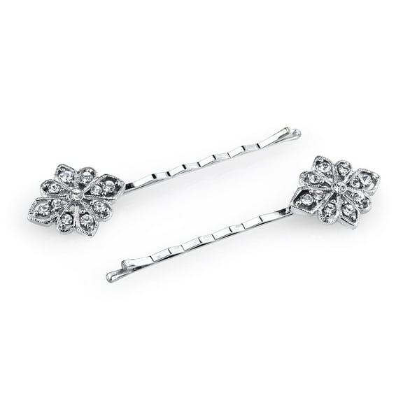 1928 Jewelry Floral Inspired Crystal Bobby Pin Set
