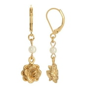 1928 JEWELRY COMPANY 1928 Jewelry Flower Faux Pearl Drop Earrings