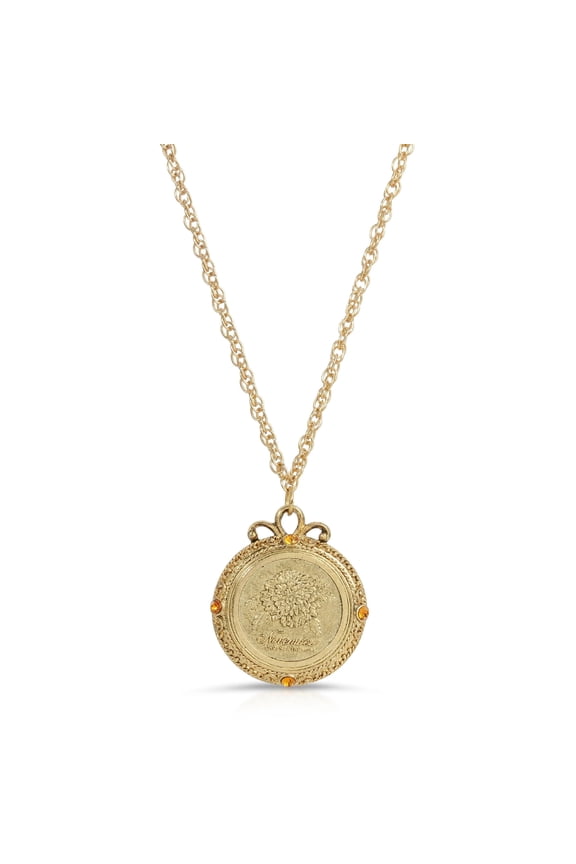 1928 Jewelry Flower of The Month Crystal Pendant Necklace 20
