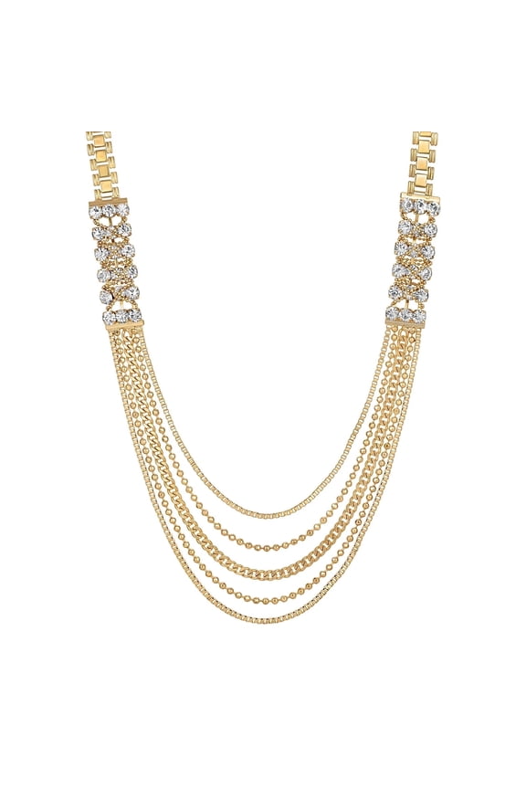 1928 Jewelry Geneva Gala Multi Link Chain Crystal Necklace 32