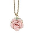 thumbnail image 1 of 1928 Jewelry Genuine Pink Porcelain Rose Pendant Necklace For Women 16" + 3" Extender, 1 of 4
