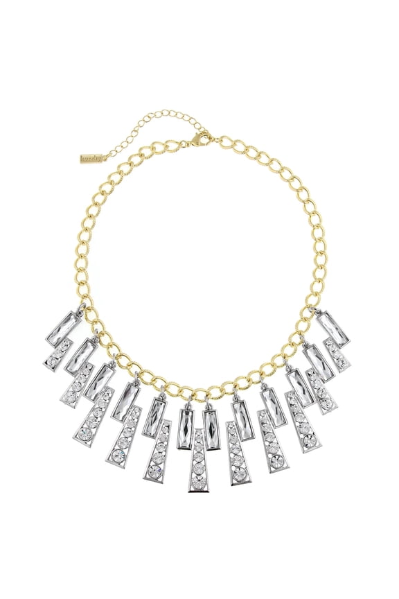 1928 Jewelry Gold And Crystal Wide Collar Bib Necklace 16 + 3 Extender