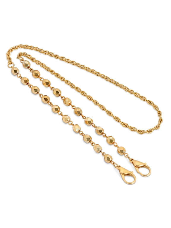 1928 Jewelry Gold Beaded Face Mask Chain Holder 22 Inches