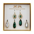 thumbnail image 1 of 1928 Jewelry Gold Tone Green And Crystal Interchangeable Earrings Boxed Set, 1 of 3