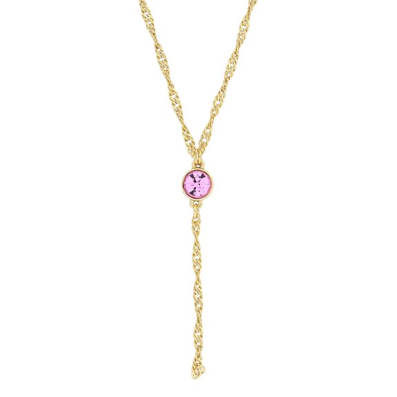 1928 Jewelry Gold Tone Pink Crystal Y Necklace For Women Chain 16" + 3" Extender
