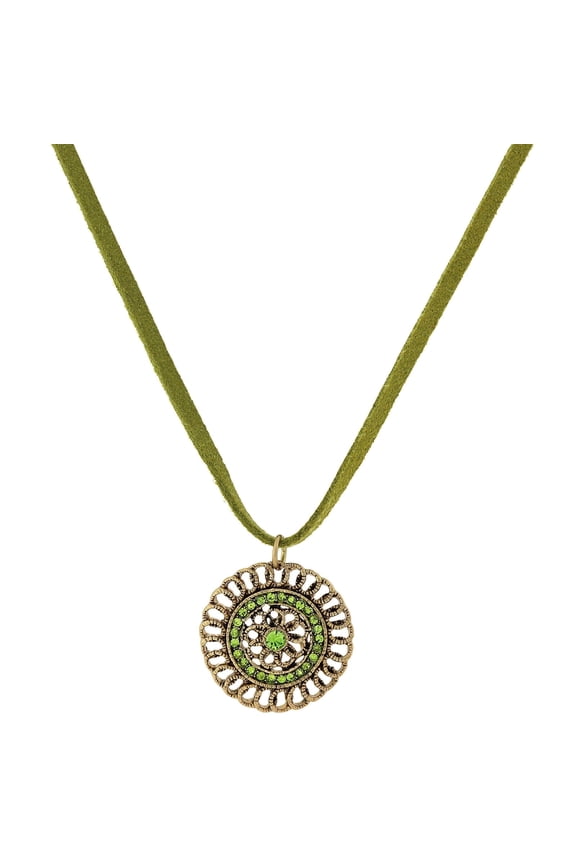 1928 Jewelry Green Velvet Choker Necklace For Women With Pendant Necklace For Women 16 Inches