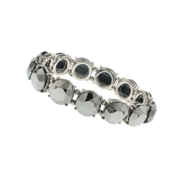 1928 Jewelry Hematite-Color Stone Stretch Bracelet