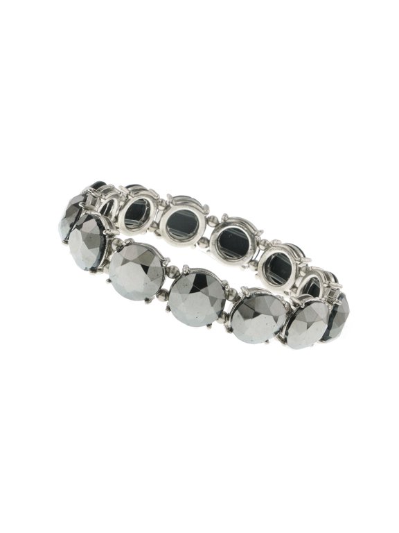 1928 Jewelry Hematite-Color Stone Stretch Bracelet