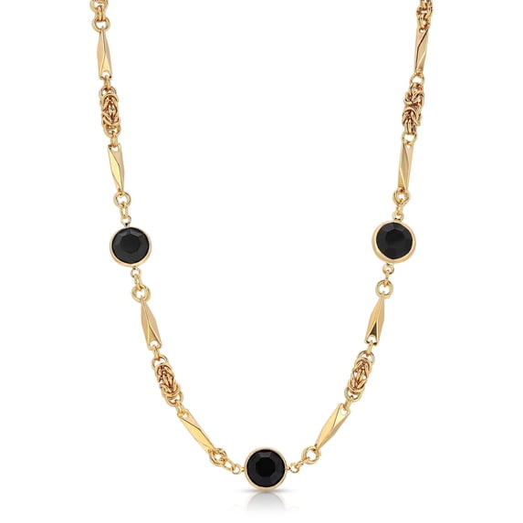 1928 Jewelry Jet Austrian Channel Crystal Fancy Necklace For Women, 16" + 3" Extender