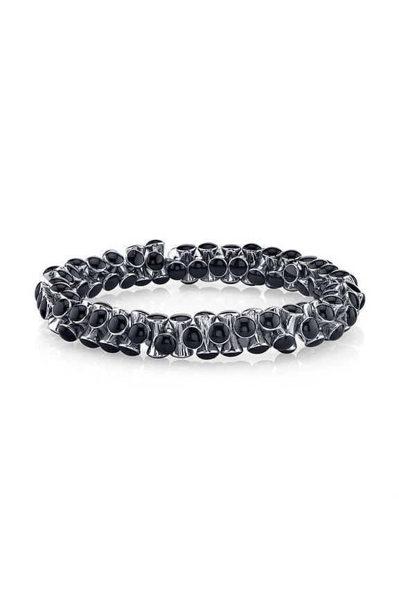 1928 Jewelry Jet Black Enamel Beaded Stretch Bracelet