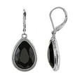 thumbnail image 1 of 1928 Jewelry Jet Black Faceted Teardrop Stone Drop Earrings, 1 of 4