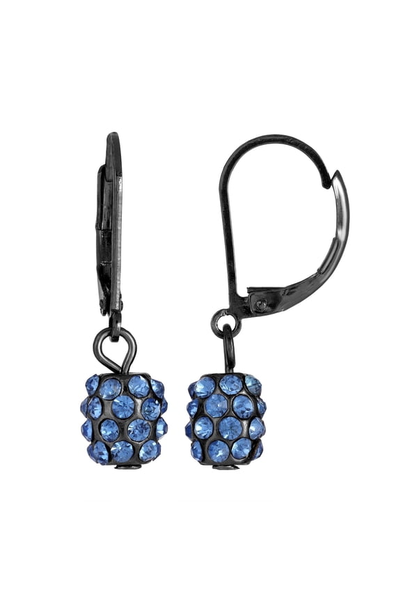 1928 Jewelry Jet Black Light Sapphire Fireball Crystal Drop Earrings