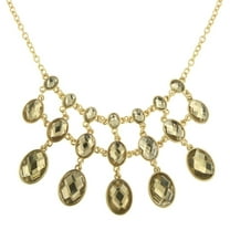1928 Jewelry "Jeweltones" Oval Light Topaz Stone Bib Strand Necklace For Women 16" 3" Extender