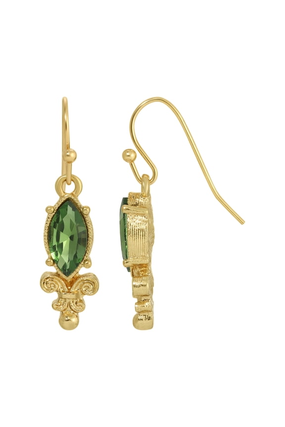 1928 Jewelry La Belle Emerald Crystal Drop Earrings