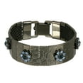 thumbnail image 1 of 1928 Jewelry Light Sapphire & Montana Blue Crystal Flower Clasp Bracelet (Jet Black), 1 of 4