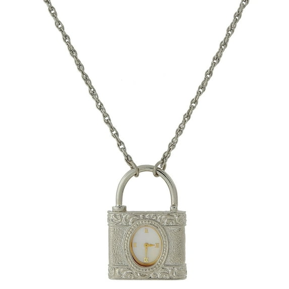 1928 Jewelry Lock Watch Pendant Necklace For Women 28 Inches