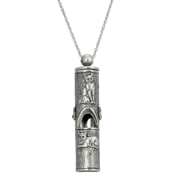 1928 Jewelry Matte Silver Cat Pendant Necklace For Women Whistle 30"