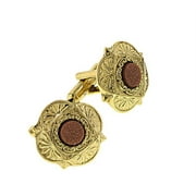 1928 JEWELRY COMPANY 1928 Jewelry Mens 14K Gold Dipped Art Deco Style Gold Stone Gemstone Cufflinks