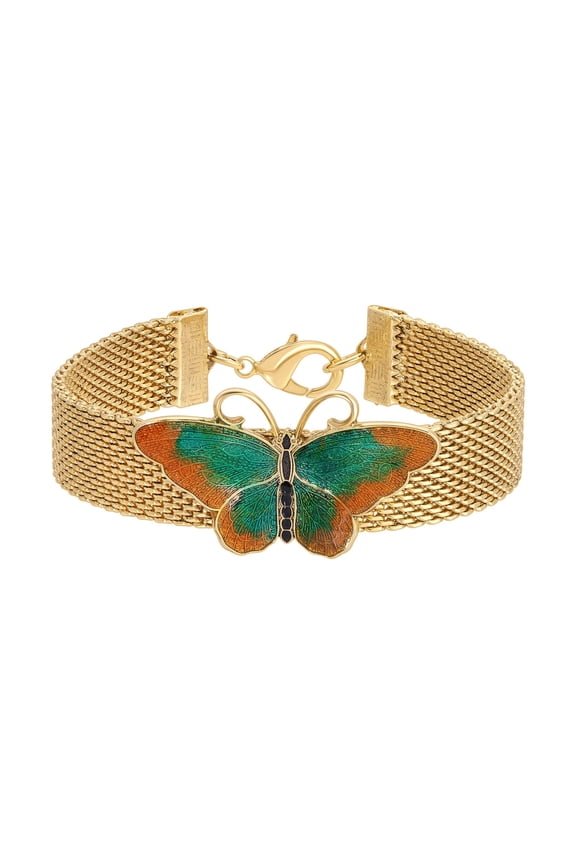 1928 Jewelry Metamorphic Butterfly Weave Chain Bracelet, 7.25L