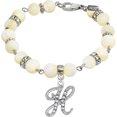 thumbnail image 1 of 1928 Jewelry Mother Of Pearl Crystal Initial Charm Bracelet, 1 of 2