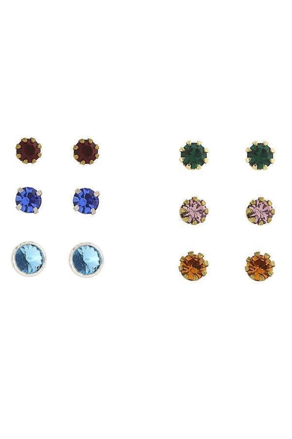 1928 Jewelry Multicolor Austrian Crystal Stud Set Earrings