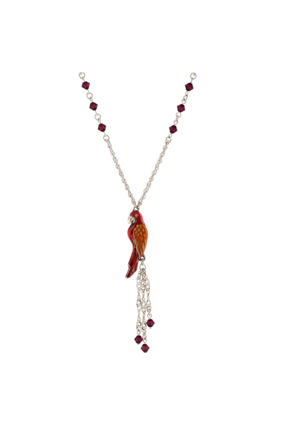 1928 Jewelry Neotropic Exotic Parrot Crystal Tassel Pendant Necklace For Women 16" + 3" Extender, Orange