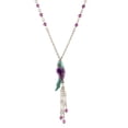 thumbnail image 1 of 1928 Jewelry Neotropic Exotic Parrot Crystal Tassel Pendant Necklace For Women 16" + 3" Extender, Purple, 1 of 2