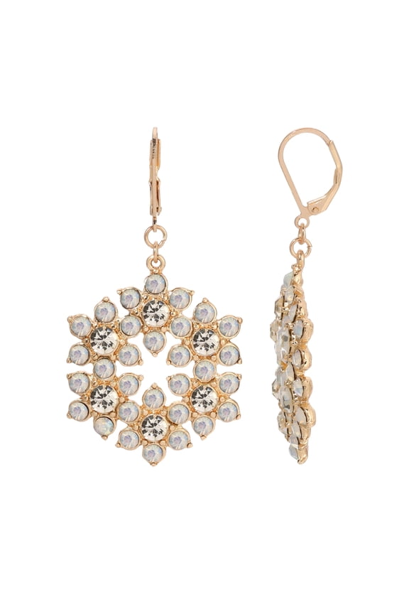 1928 Jewelry On The 8th White Crystal Opal Stone Snowflake Drop Earrings