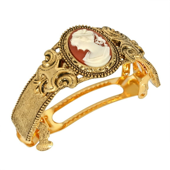 1928 Jewelry Ornate Oval Carnelian Red Cameo Ponytail Holder, (1 Pcs)
