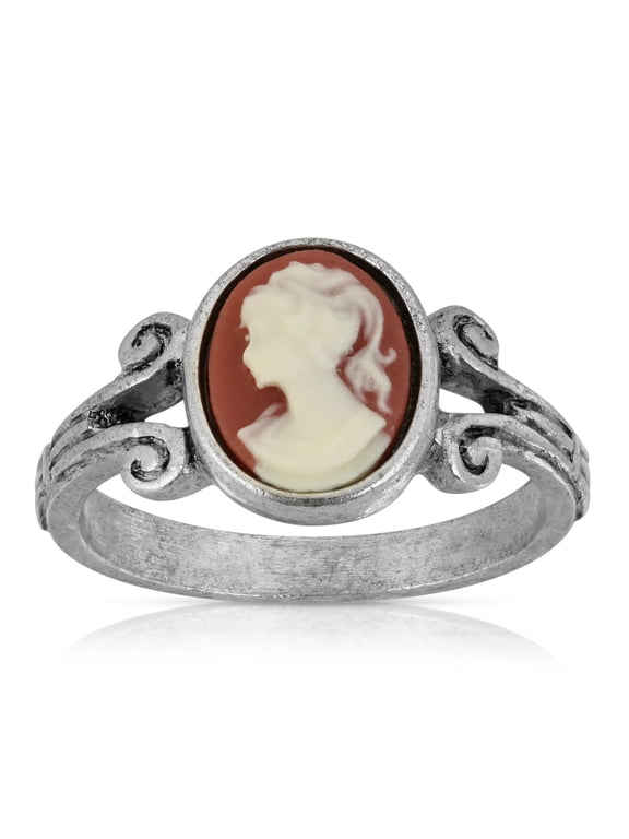 1928 Jewelry Oval Carnelian Cameo Ring Size 7