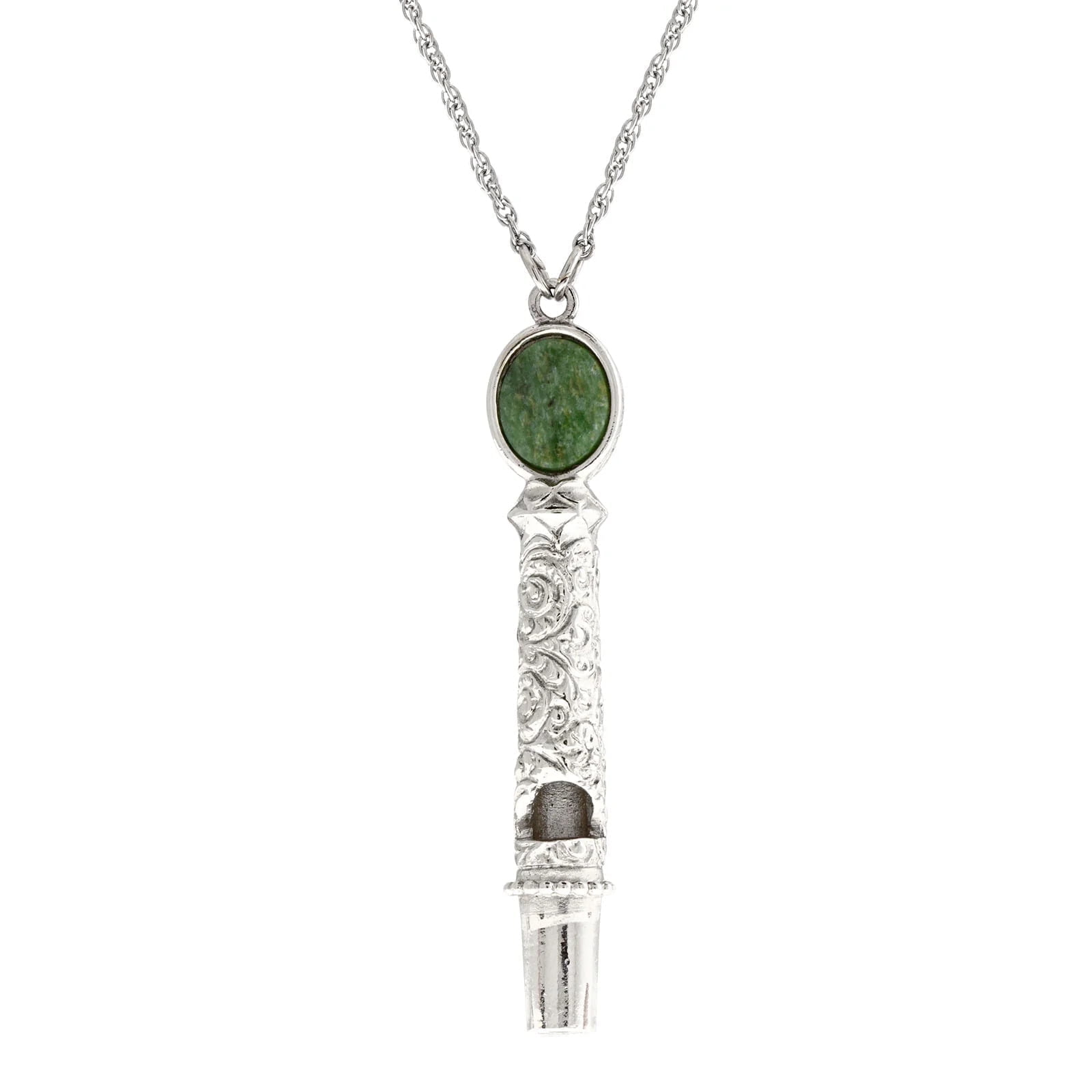1928 JEWELRY COMPANY 1928 Jewelry Oval Jade Filigree Whistle Pendant Necklace For Women 30 Inches