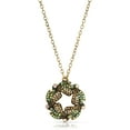 thumbnail image 1 of 1928 Jewelry Peacock Plumage Blue Iridescent AB Wreath Pendant Necklace For Women 16" + 3" Extender, 1 of 3