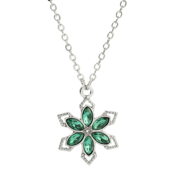 1928 Jewelry Petite Crystal Flower Pendant Necklace 16 + 3 Extender